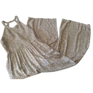 Jessica Simpson Cheetah Print Jumpsuit Tan Sleeveless‎ Stretch Top Womens Small